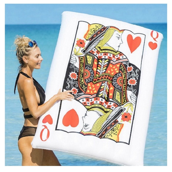 Inflatable Queen of Hearts Swim Float PVC Water Poker LoungeChair raft - Picture 6 of 6
